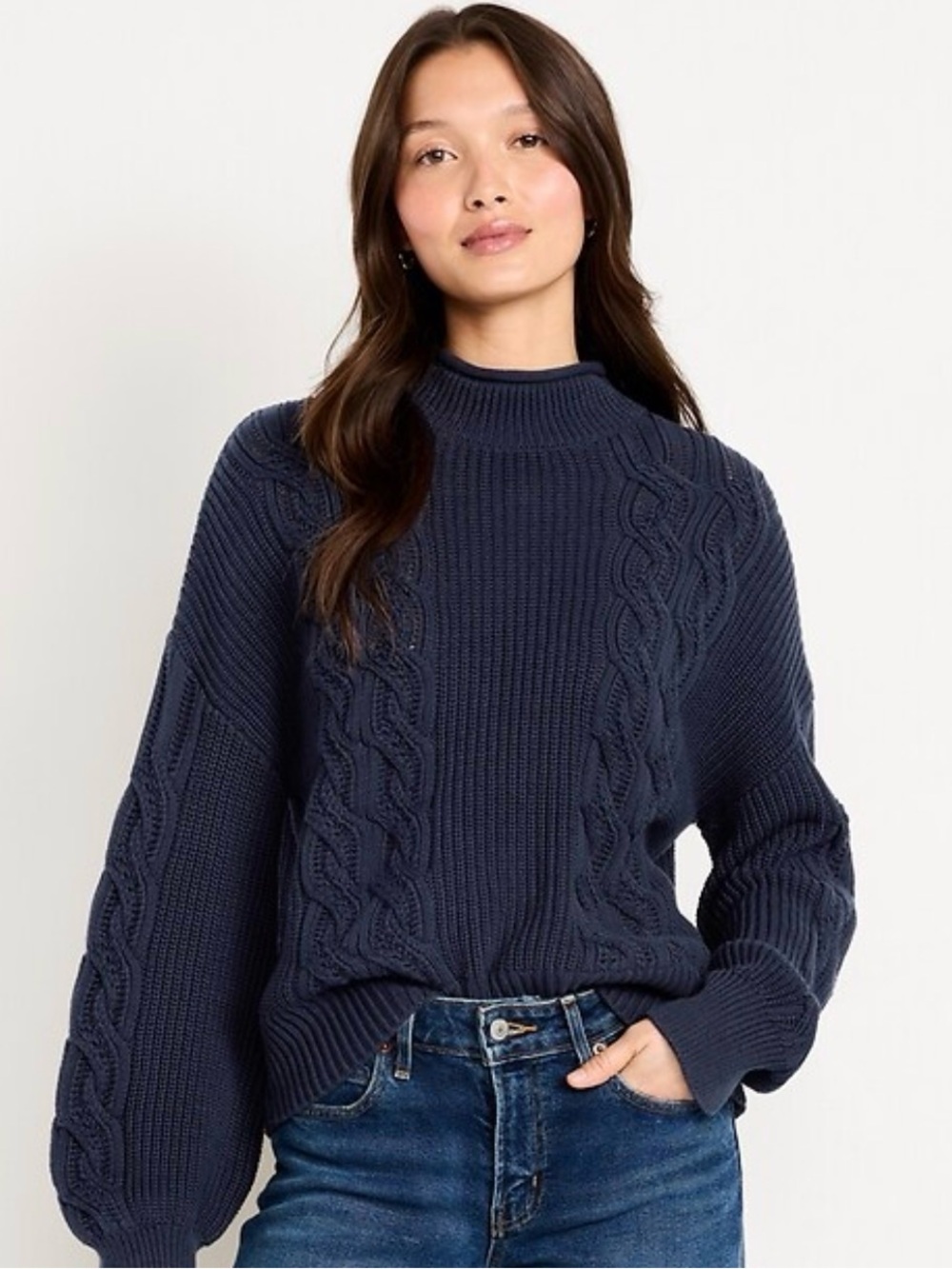 NWT 2025 Old Navy Cotton Fisherman Roll Neck Sweater XL